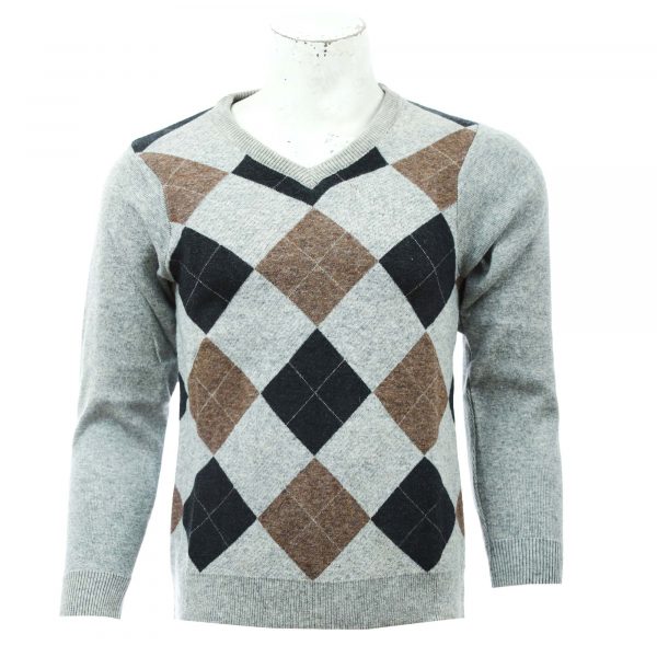 V-Neck Jacquard Knit Sweater