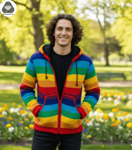 rainbow wool jacket by diamond knitland