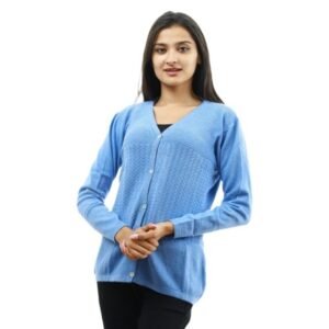 light blue women cashmere & wool blend cardigan