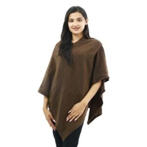 pointelle v neck poncho made from cashmere wool made in nepal