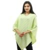 pointelle v neck cashmere & wool blend poncho yellow