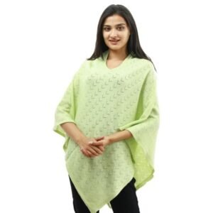 pointelle v neck cashmere & wool blend poncho yellow