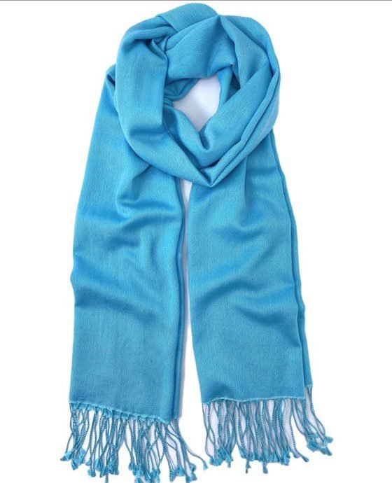 Blue 100% cashmere scarf by diamond knitland