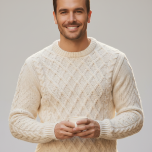 wool sweater for men diamond knit pattern made in Nepal