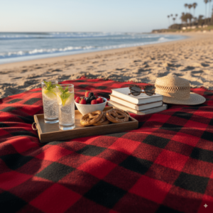 Picnic Check Wool Blanket made in Nepal by diamond knitland