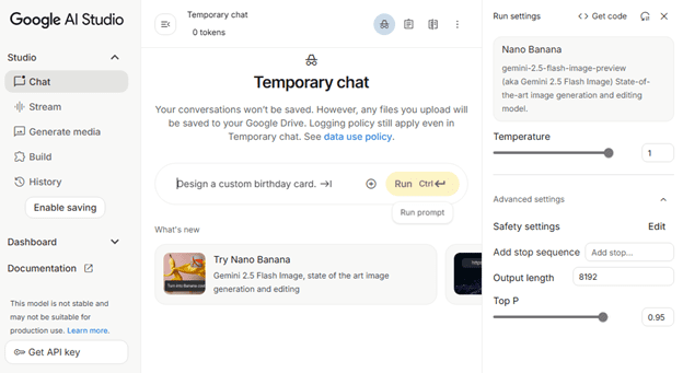 Screen shot of google nano banana AI