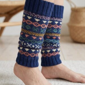 Fair Isle Wool Knit Leg Warmers