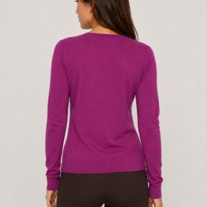 cashmere silk v-neck sweater back image