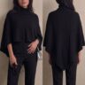 Cashmere High Neck Poncho