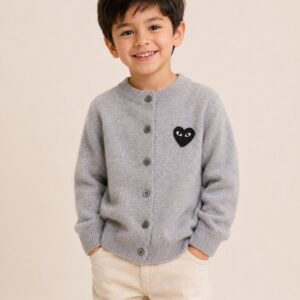 Kids Crew Neck Yak Wool Cardigan