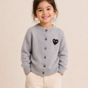 Kids Crew Neck Yak Wool Cardigan