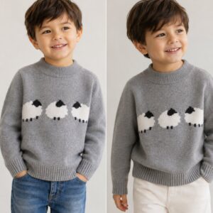 sheep intarsia kids pure cashmere sweater