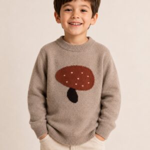 Kids Yak Wool Sweater – Mushroom Intarsia