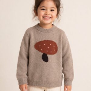 Kids Yak Wool Sweater – Mushroom Intarsia by diamond knitland